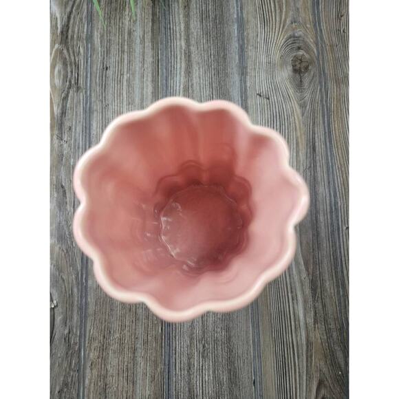 Vintage Pink Vase, Ceramic Bamboo Cylinder, 9-3/8" Tall - Picture 4 of 4